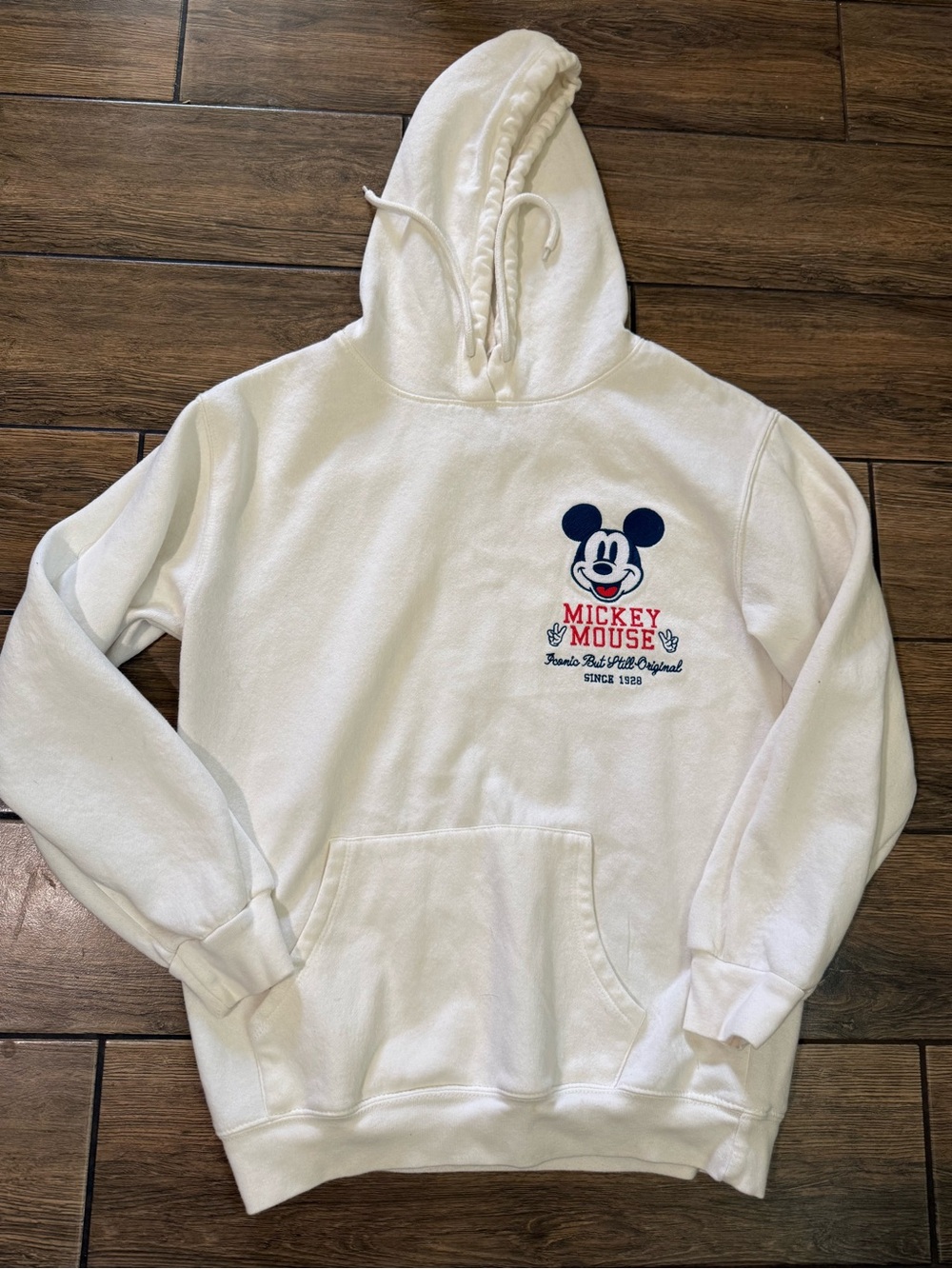 Disney Mickey Mouse White Hooded Sweatshirt for women’s size Medium